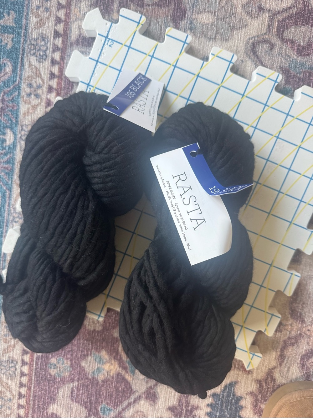 2 Rasta Super Bulky Yarn Skeins - Black